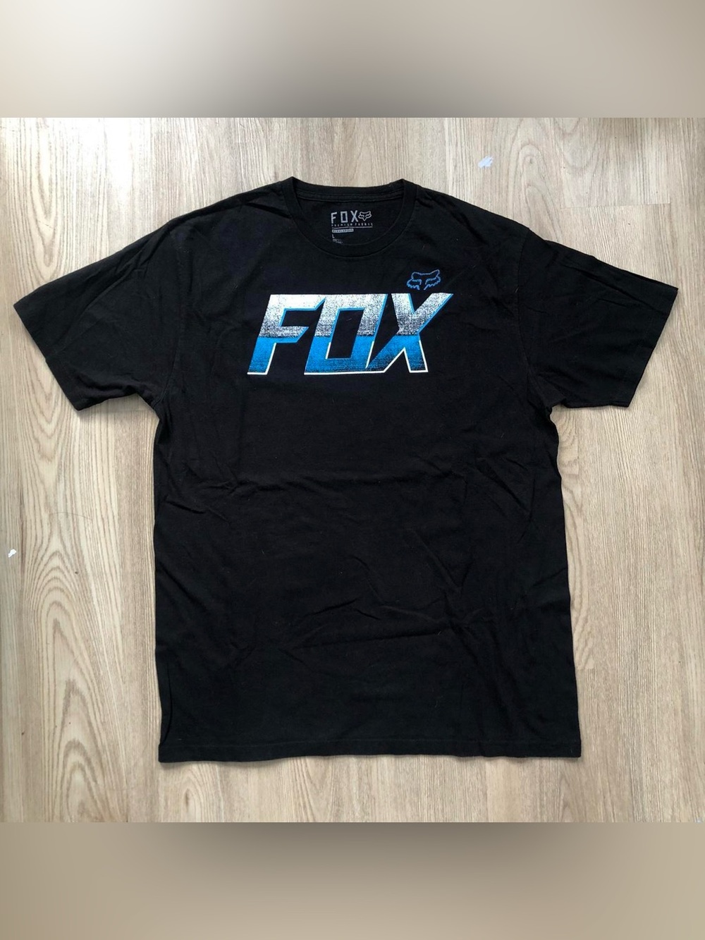 Fox Racing Men's Black Tee with Blue Gradient FOX Logo